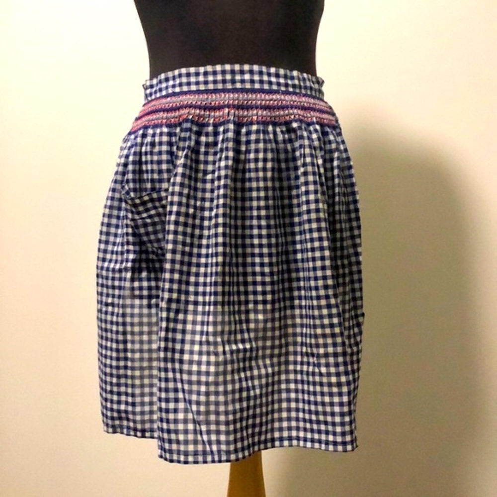 Vintage Homemade Smocked Gingham Apron